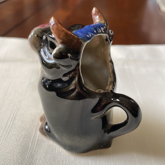 Vintage Made in Japan glazed porcelain bisque small Cow or Bull Creamer - Picture 4 of 6